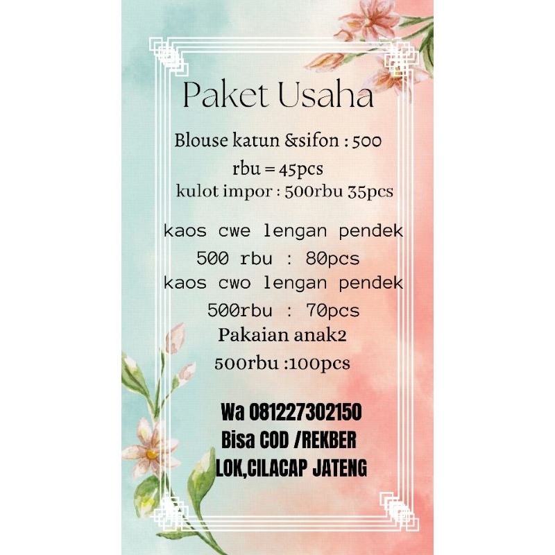 Paket usaha blouse