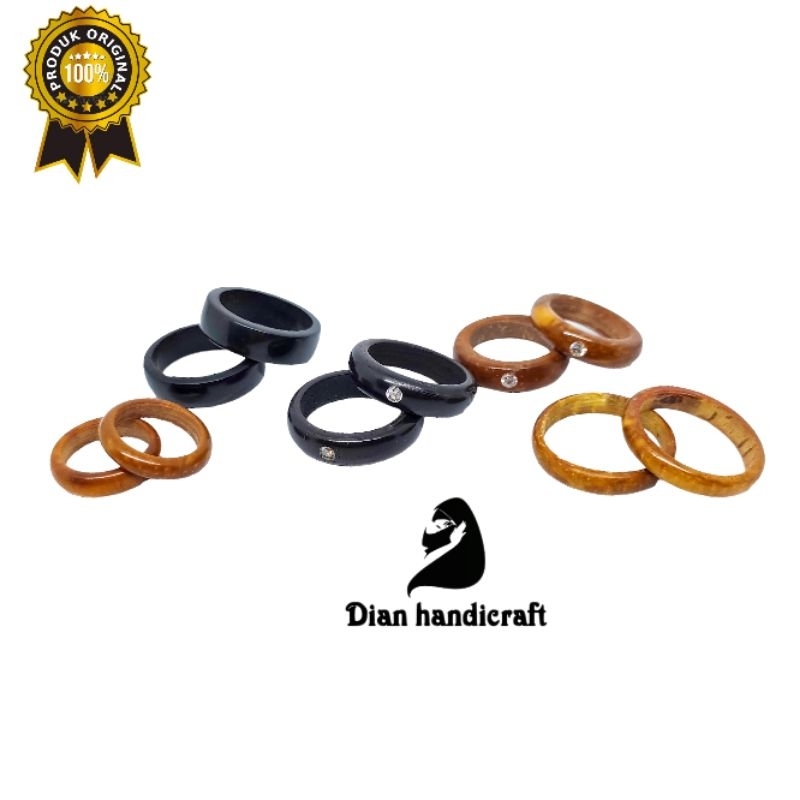 Cincin kayu Kokka/Kaukah Motif polos/permata asli original