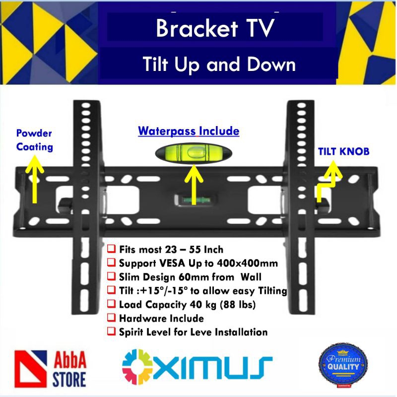 Bracket TV / Braket TV Smart/Android TV 32 40 42 43 49 50 55 Inch Tilt Up Down Universal