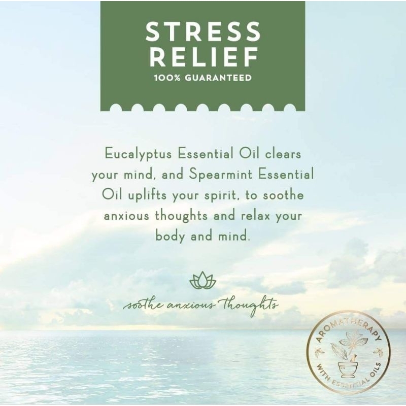 BATH &amp; BODY WORKS BBW AROMATHERAPY STRESS RELIEF EUCALYPTUS SPEARMINT MADE WITH ESSENTIAL OILS WHITE BARN 1 SINGLE WICK SCENTED CANDLE 198 G PENGHARUM RUANGAN