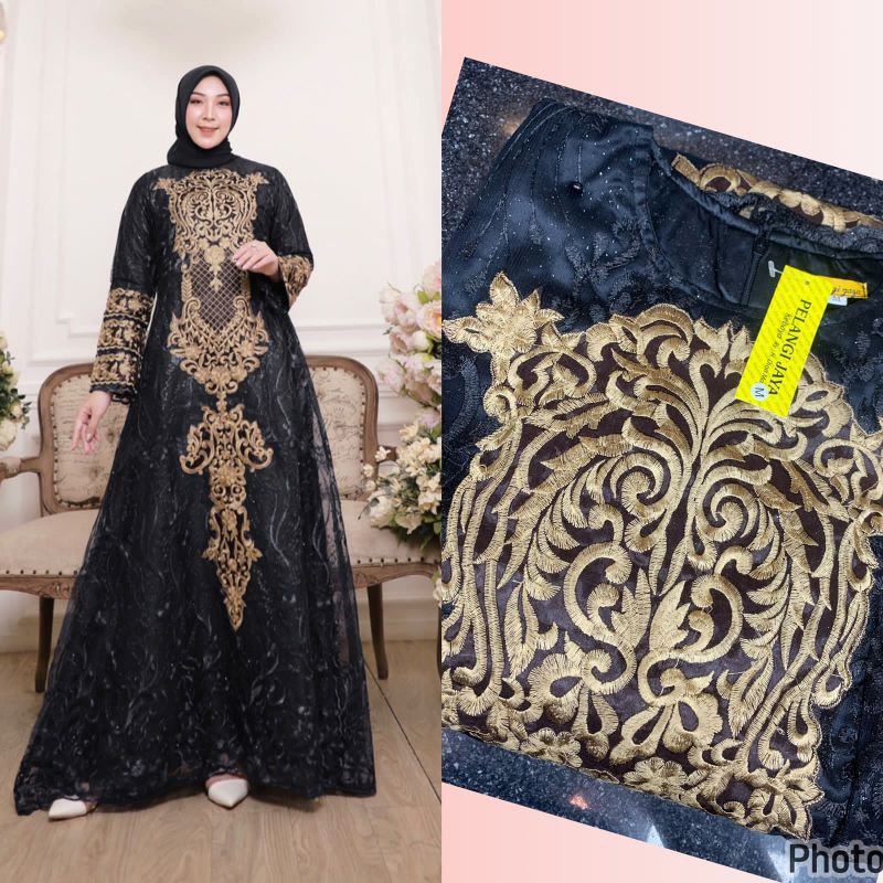 GAMIS PUTRIE DELINA // BAHAN TILLE BORDOR PREMIUM FULL // FURING BAHAN SATIN VELVET // ORIGINAL By Pelangi Jaya