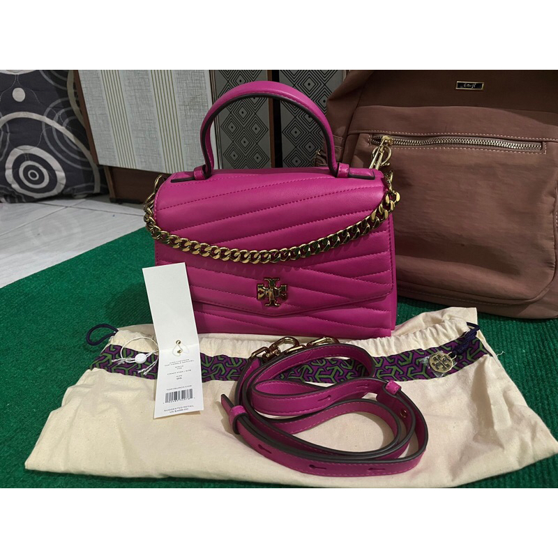 Pelunasan tory burch kira top handle crazy pink