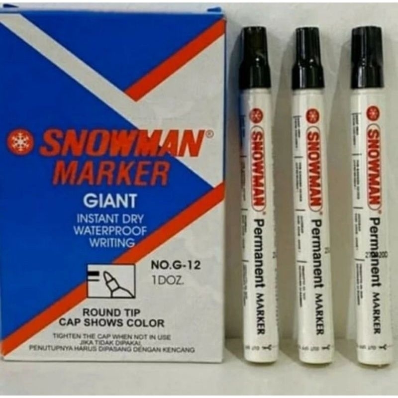 

spidol snowman permanent board marker G-12 1box isi 12pcs