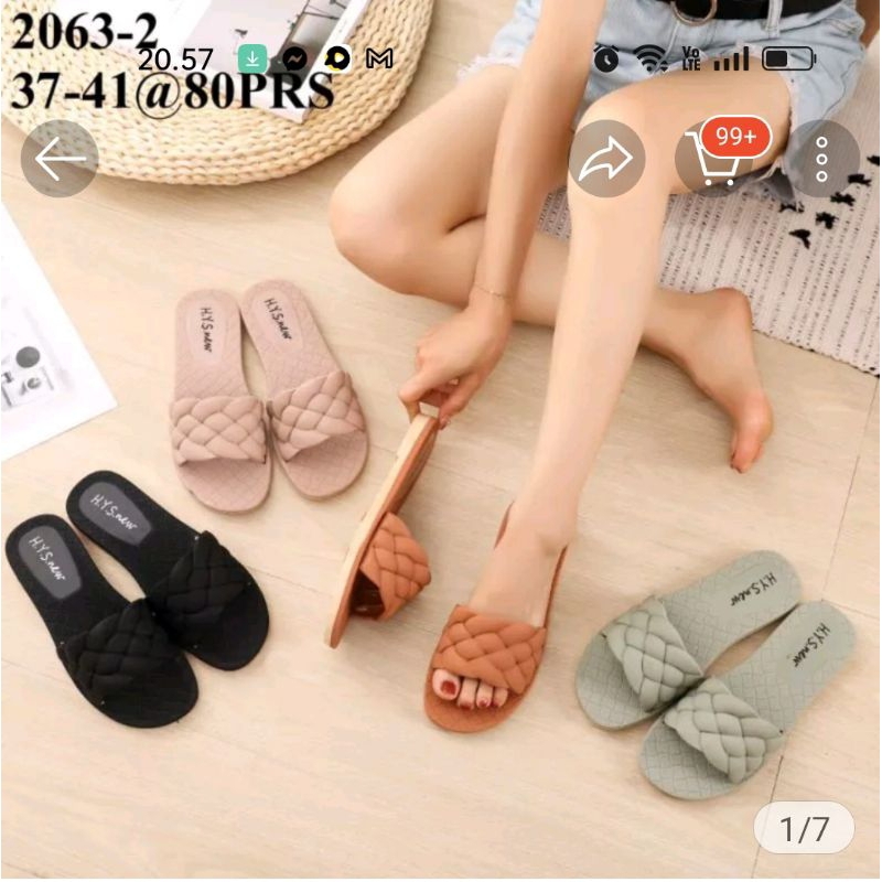 Sandal Selop Jelly Wanita Anyam Tikar HYS 2132