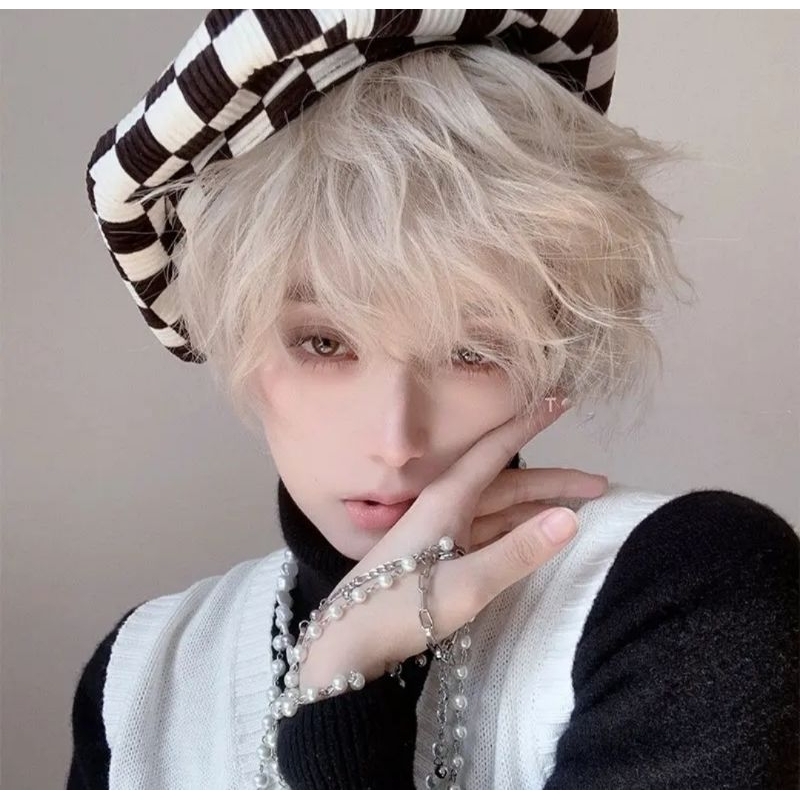 WIG Rambut Palsu Pria Ikal / Wig Rambut Palsu Cwo / Wig Cosplay Keren / Rambut Palsu Murah