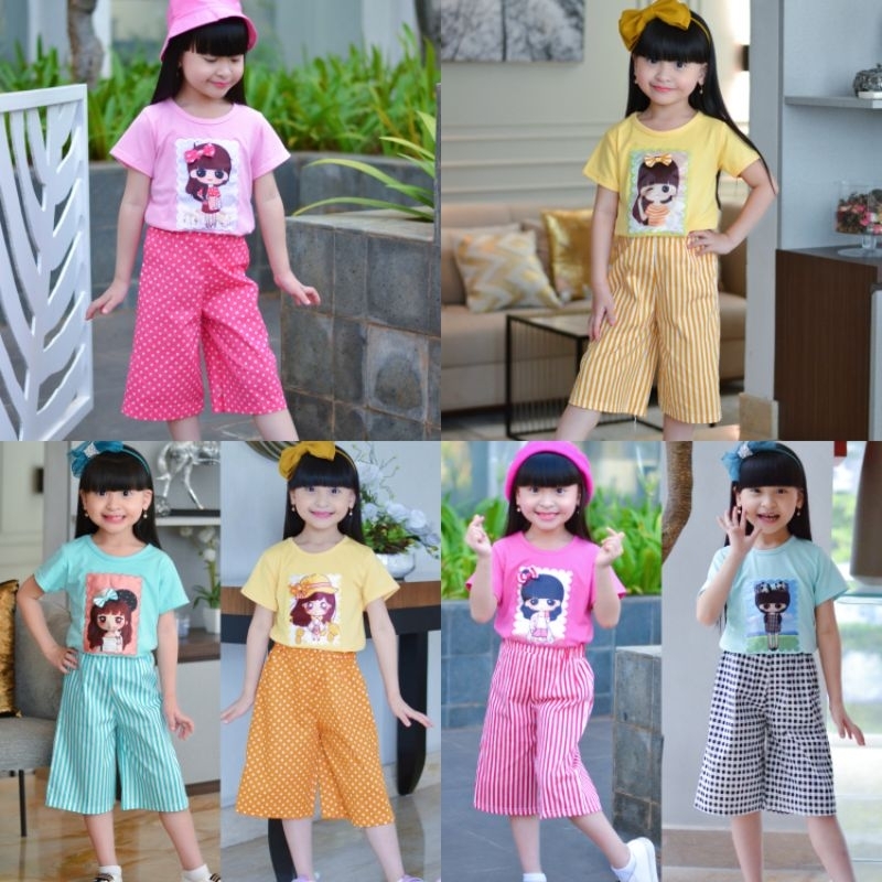 SETELAN CELANA KULOT ANAK TANGGUNG USIA 4-11 TAHUN