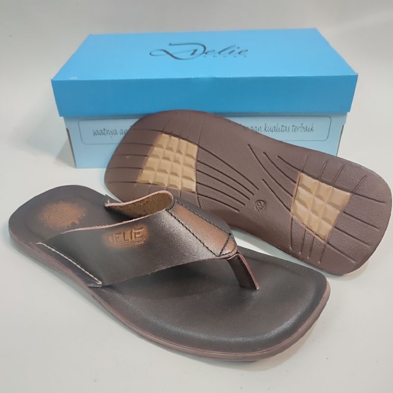 Sandal Pria kekinian original kulit asli delie jepit