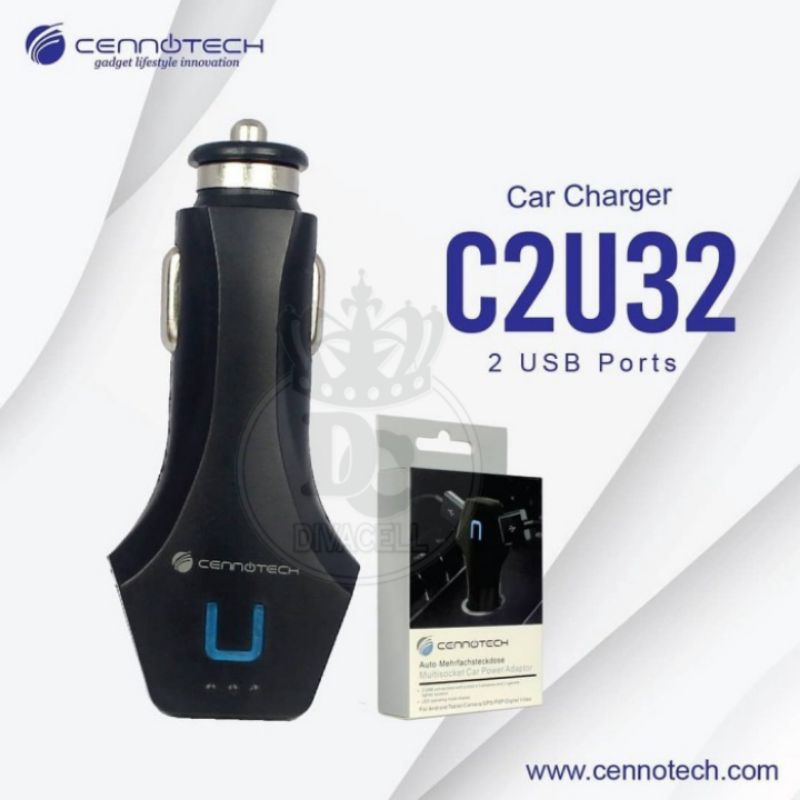 CAR CHARGER CENNOTECH C2U32 CHARGER MOBIL 2 PORT SAVER MOBIL