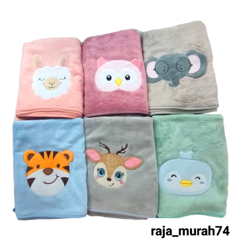 handuk mandi bayi microfiber animal 50x100