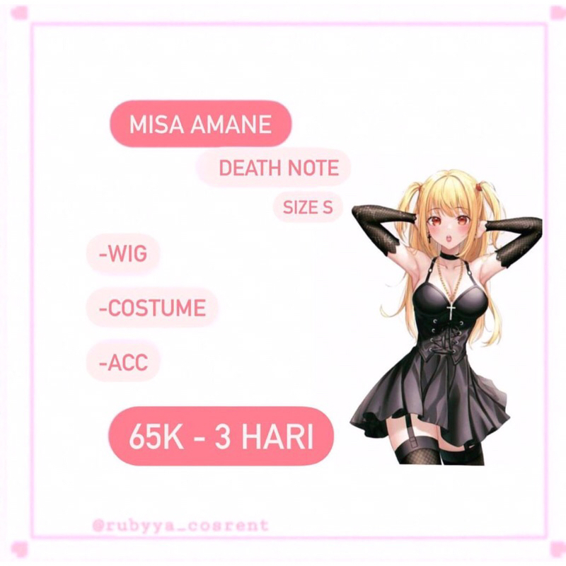 Rental costume misa amane