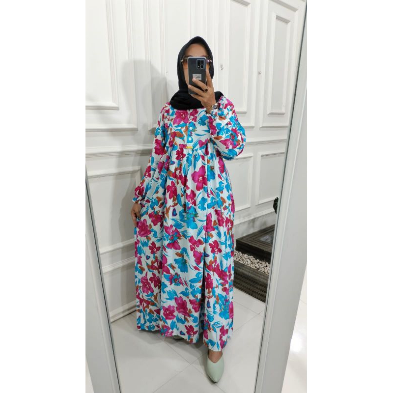 GAMIS MOTIF BUNGA BUNGA,RAYON PREMIUM,