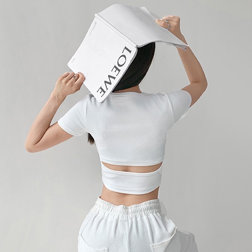 [Premium] Crop Top Hollow Back T-Shirt 7276 (S -L)