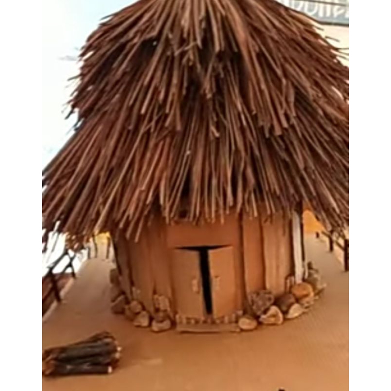 

rumah kardus honai papua, kerajinan kardus / prakarya kardus