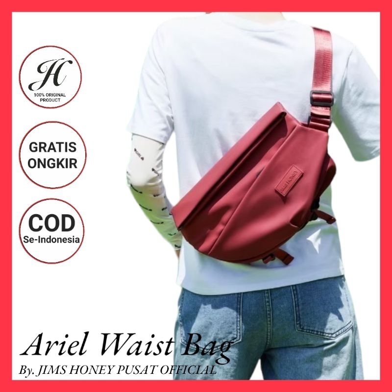 Tas Selempang Jimshoney Cowok Ariel Waist Bag Original - Tas Pinggang Pria Wanita Import Bumbag Tas Bahu Antiair Murah - Tas Olahraga Sport Bag Unisex