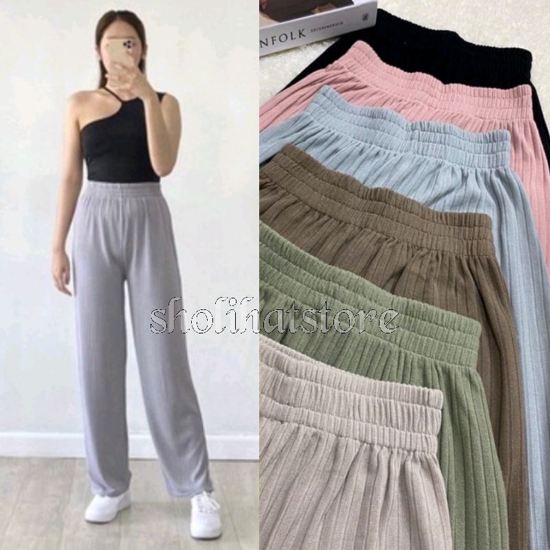 Kulot Knit Maxiline Premium Import High Waist Size L XL XXL Jumbo  | Jeni Knit Pants | Hornet Pants | Long Cullote Meera Pants | Kulot Knit Kyora Premium Knit Homere | Korean Style Long Kulot Knits Premium Tebal | Kulot Knit Maxiline Jumbo | Sholihatstore