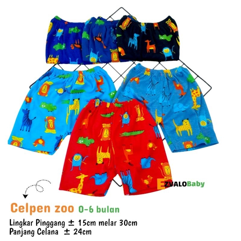 6PCS CELANA PENDEK BAYI PRINTING 0-6 BULAN