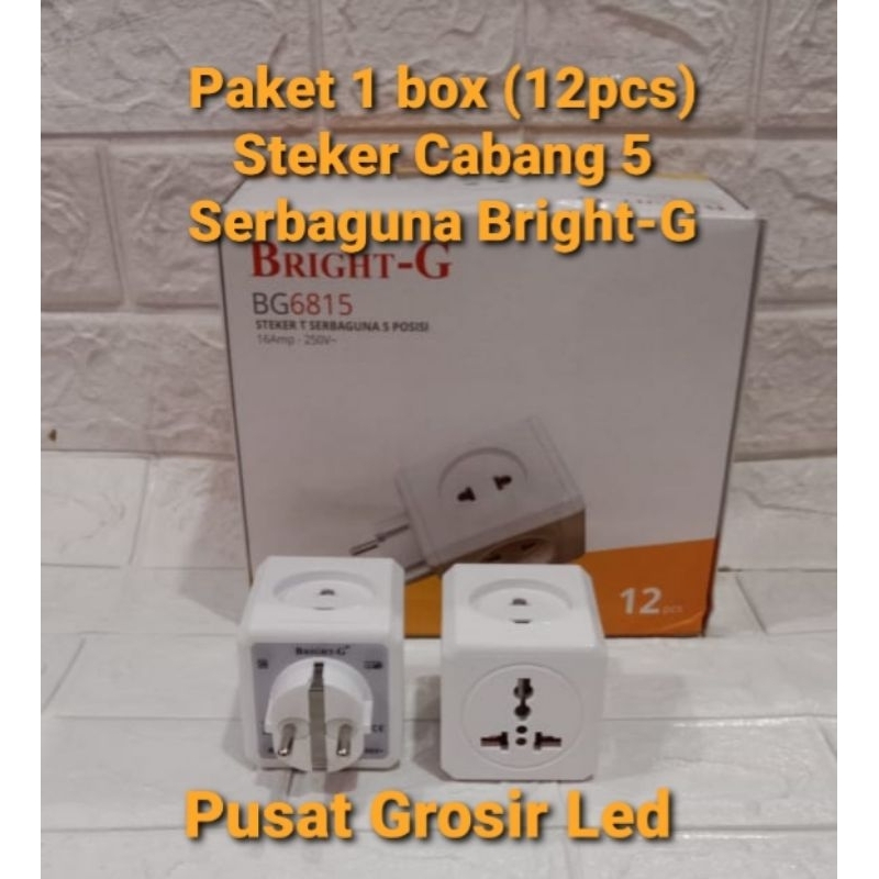 Paket Hemat 12 Pcs Stop Kontak Cabang 5 Serbaguna Bright-G SNI