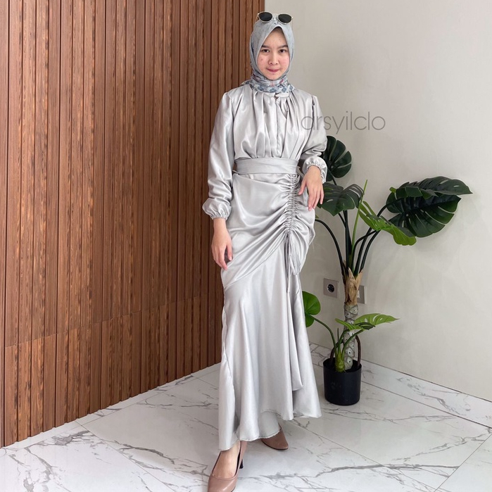 Vanya Dress Jumbo Bigsize Silk Turkey Malay Long Dress Kondangan Bridesmaid Viral Busui Friendly Satin Dress