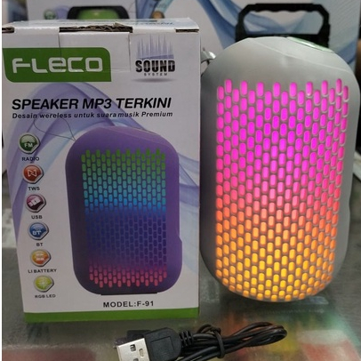 SPEAKER MINI BLUETOOTH PORTABLE FLECO F-91 RADIO FM/BT SUARA JERNIH DAN BERGARANSI