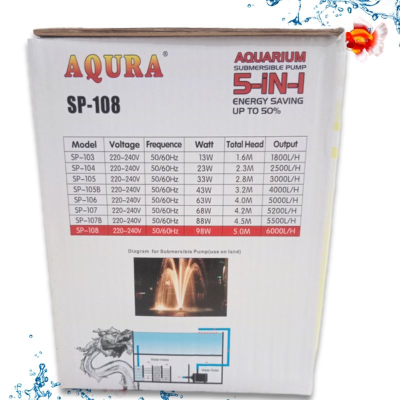 Promo Murah Pompa Kolam Hidroponik AQURA 5IN1 SP 108