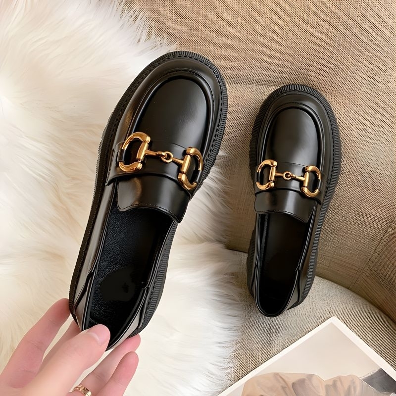 Sepatu flats Loafers slip on Bahan Kulit Gaya Harajuku Ulzzang Untuk Wanita 37-40 Docmart Wanita Dassi 01