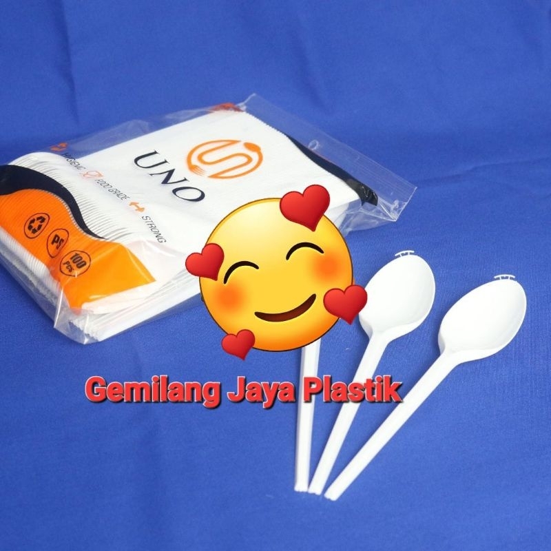 (100pcs) Sendok Panjang Makan Bening / Sendok Plastik Putih Susu Murah