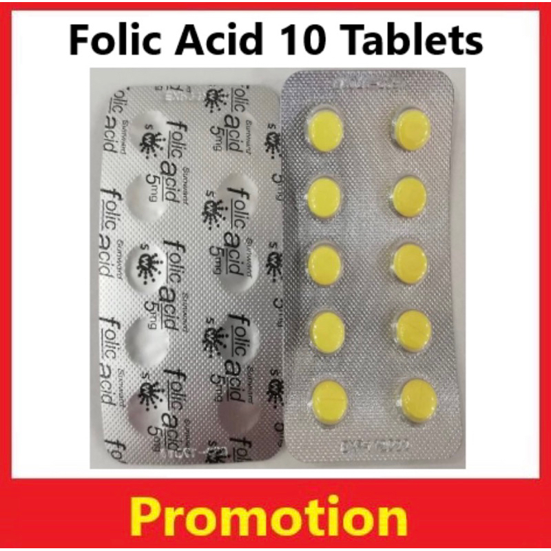 Sunward Folic Acid 5mg 10 tablets | masa kehamilan|Promil|pengobatan Anemia dewasa dan anak