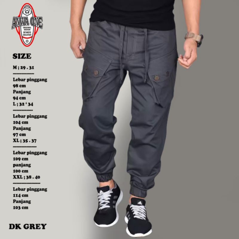 Celana sirwal jogger cargo premium original ANWA ONE Qurta By. FOUR ONE