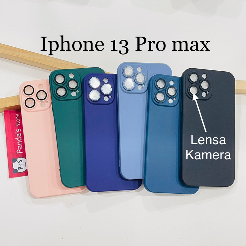 Case Iphone 13 Pro max Lenspro Makaron Full Color Softcase Pro Lensa