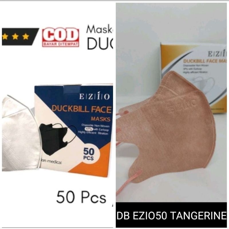 MASKER DUCKBILL EZIO TANGERINE &amp; EZIO PUTIH ISI 50 LEMBAR