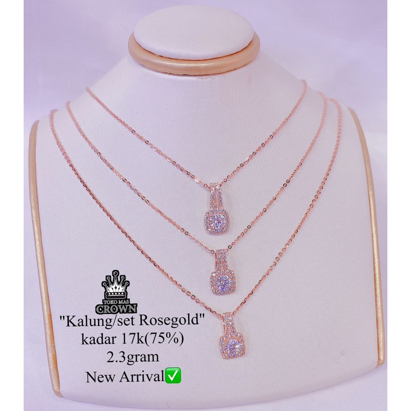 ‼️TANYASTOCK‼️TOKOMASCROWNLOKASARI ‼️KALUNG FASHION WANITA SATU SET LIONTIN NEW AMERO ROSE GOLD