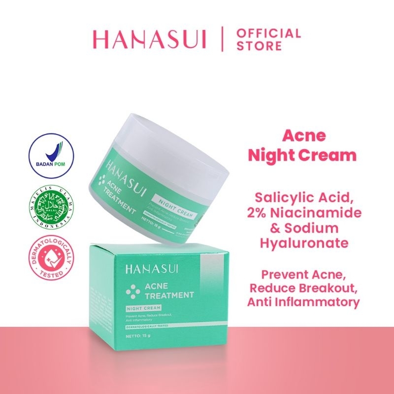 Hanasui Acne Treatment Night Cream | Moisturizer | Krim Malam