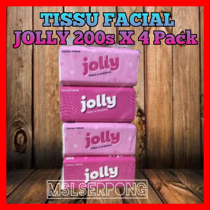 TISSU WAJAH JOLLY BY PASEO 200 SHEET DAPAT 4 PACK / TISSU FACIAL / TISSU