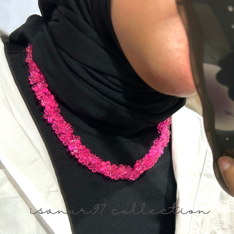 Sakura Necklace | Kalung Bunga Sakura | Kakung Mutiara Bunga Vidia Beads | Kalung Manik | Kalung Choker | Kalung Hijab