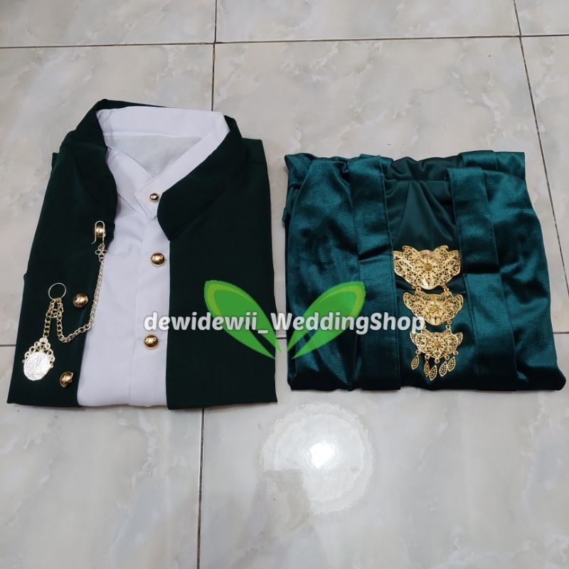 [Set Couple] Baju Prewed / Baju Adat Jawa || Hewes Hijau - Motif Lereng Canting