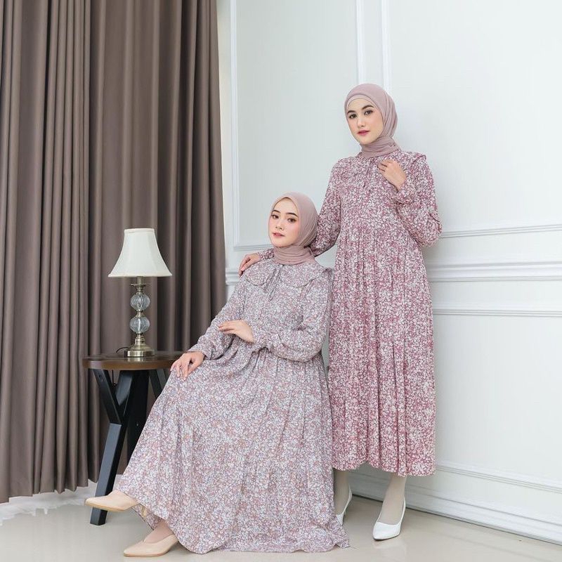 MIDI DRESS MOTIF BUNGA KECIL PREMIUM