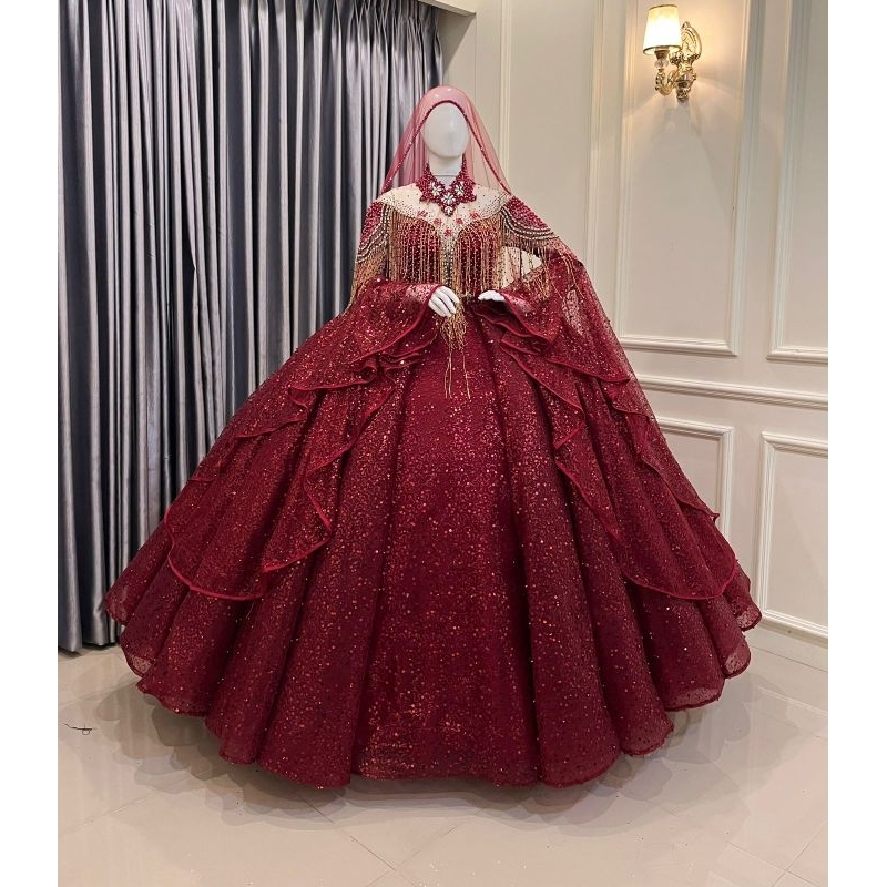 TERLARIS GAUN BARBIE WEDDING MURAH / BAJU PENGANTIN MEWAH/ GAUN PENGANTIN PAYET MUTIARA/GAUN PAPRIKA