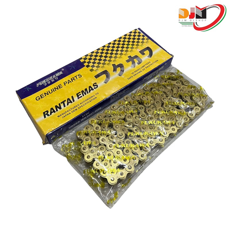 Fukukawa Rantai Motor Racing Warna Gold 415 H 130L Untuk Pemakain Gear Sss