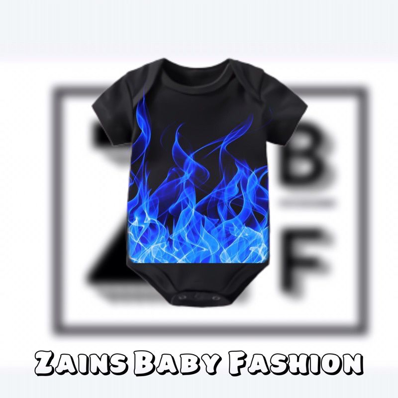 Kaos baju bayi Api Flame Burn jumper baby kids pendek tulisan usia 0 1 2 3 4 5 6 7 8 9 10 11 12 bula