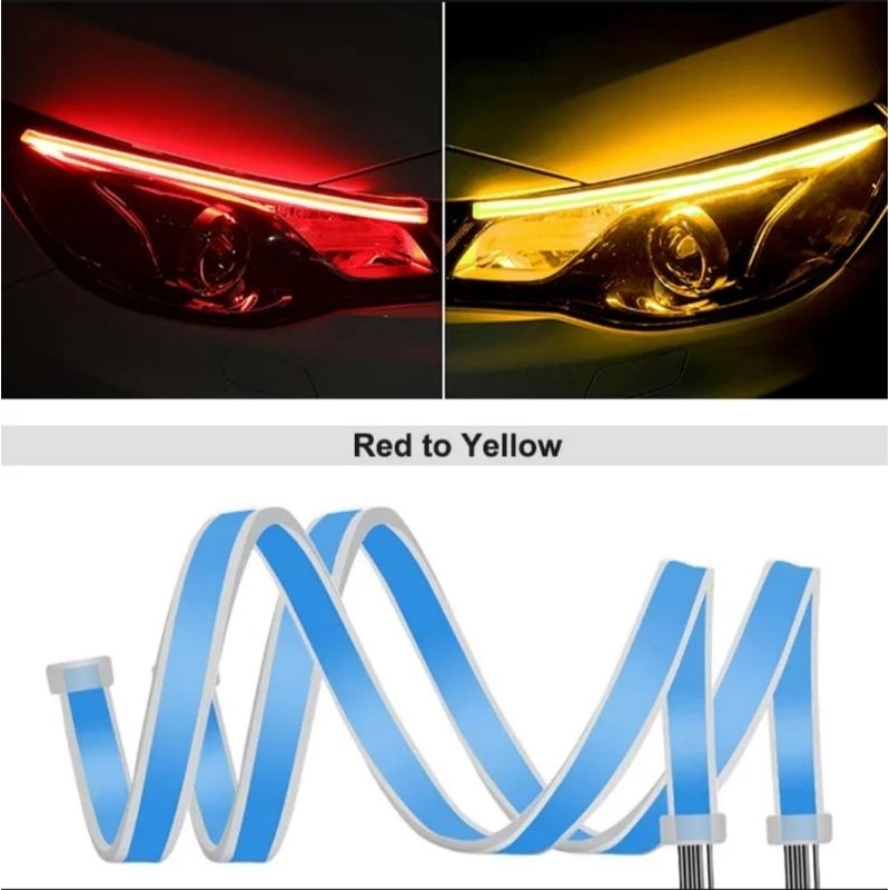 Lampu Alis LED Slim Alis DRL 30CM Fleksibel waterproof ukuran 30cm 2 mode running motor mobil