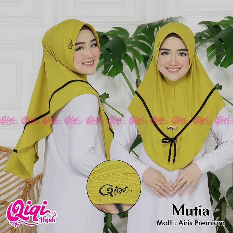 (Qiqi Hijab) MUTIA •jilbab instan jersey airish premium•kerudung pet list