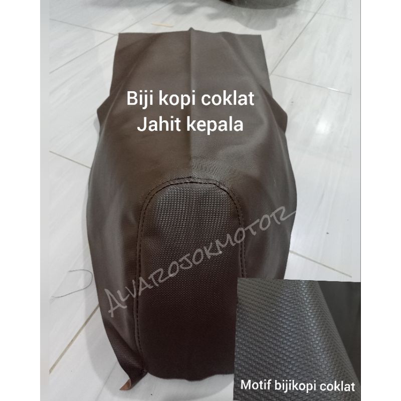 KAIN JOK scoopy coklat biji kopi jahit kepala scoopy kulit jok scoopy coklat