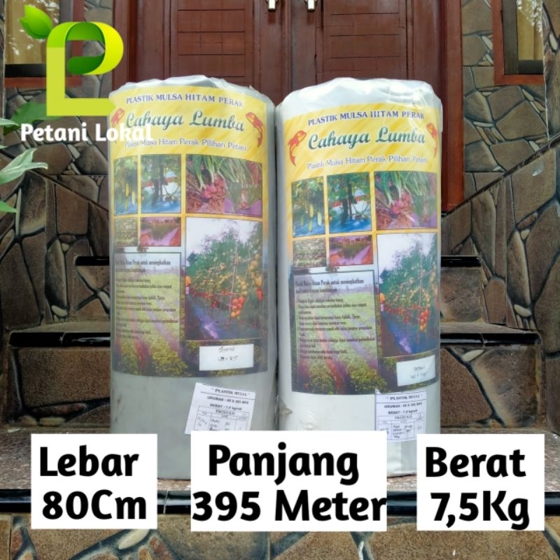 Plastik Mulsa Hitam Perak 7,5 Kg Ukuran Lebar 80 Cm Panjang 395 Meter  Cap Cahaya Lumba