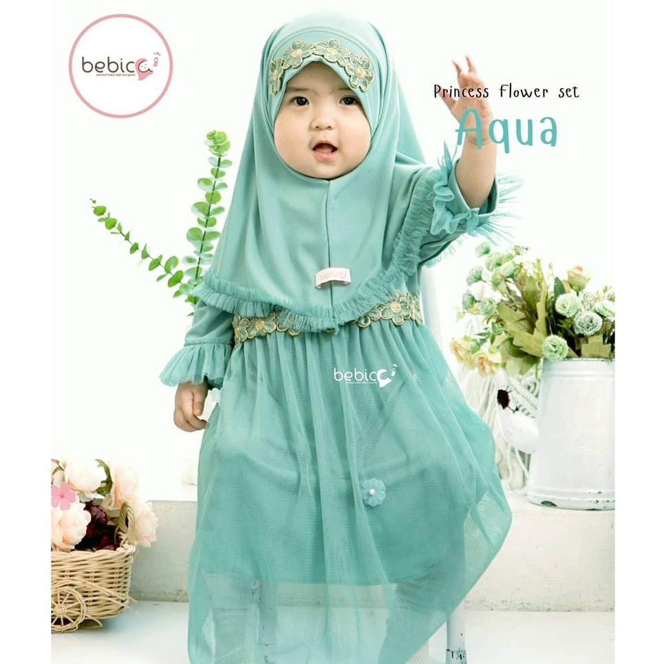 BEBICA Princess Flower Set [Gamis dan Hijab Bayi / Anak]