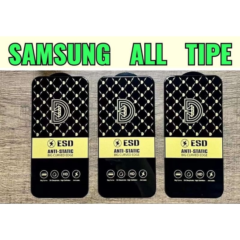 Tg ESD Samsung ALL Tipe , Tg Tempered Glass Esd Anti Static Big Curved Edge Tempered Glass , TG ESD ANTI STATIC BIG CURVED EDGE TEMPERED GLASS , ESD ANTI STATIC BIG CURVED EDGE , Melindung Layar Handphone Depan , TEMPERED GLASS ESD ANTI STATIC