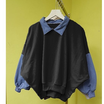 Collar Batwing XXXL Oversize Basic Oblong | Sweater Wanita Bigsize | Sweater Polos Oversize