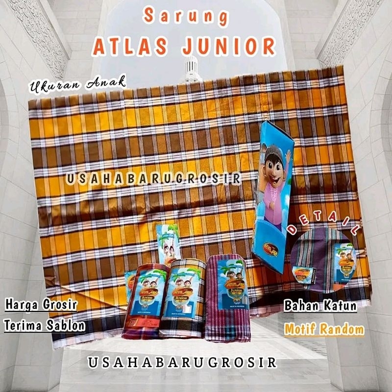 Sarung Atlas Junior Katun Adem Kotak Kotak Ukuran Anak  Anak