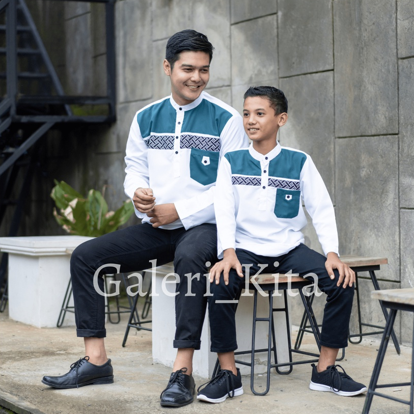 Baju Koko Kurta Lengan Panjang Motif Terbaru Bahan Katun Premium Couple Ayah dan Anak size S M L XL XXL BIGGEST Jumbo