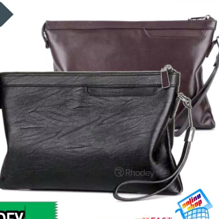 PROMO TAS WANITA Dompet Tas Tangan Genggam Besar Clutch Pria Wanita Kulit Leather Rhode - Cokelat SE
