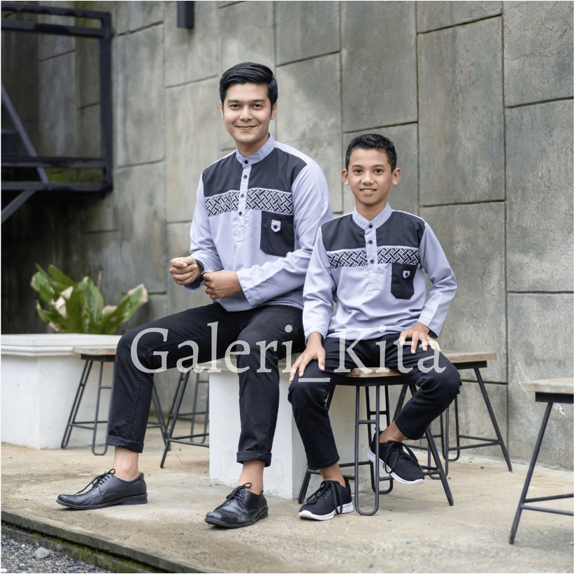 Baju Koko Kurta Lengan Panjang Motif Terbaru Bahan Katun Premium Couple Ayah dan Anak size S M L XL XXL BIGGEST Jumbo